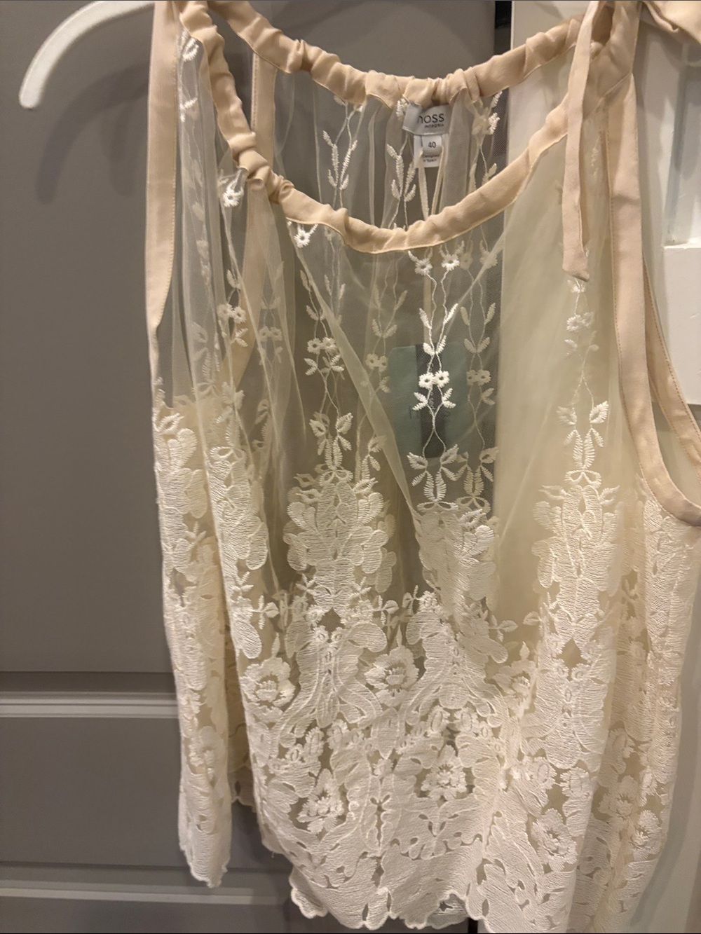 Hoss Cream Lace Sheer Blouse